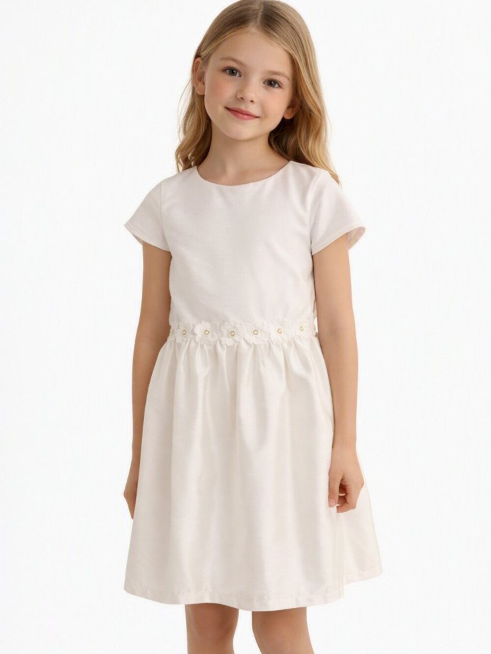Carter’s Girls Floral Dress White Lined Cap Sleeves Size 8